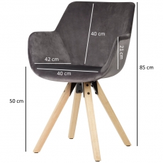 Jídelní židle Hima (SET 2 ks), samet, šedá - 3