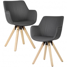 Jídelní židle Hima (SET 2 ks), textil, šedá - 1