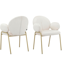 Jidelní židle Iwama Dining (SET 2 ks), samet, bílá