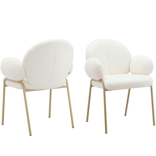 Jidelní židle Iwama Dining (SET 2 ks), textil, bílá - 1