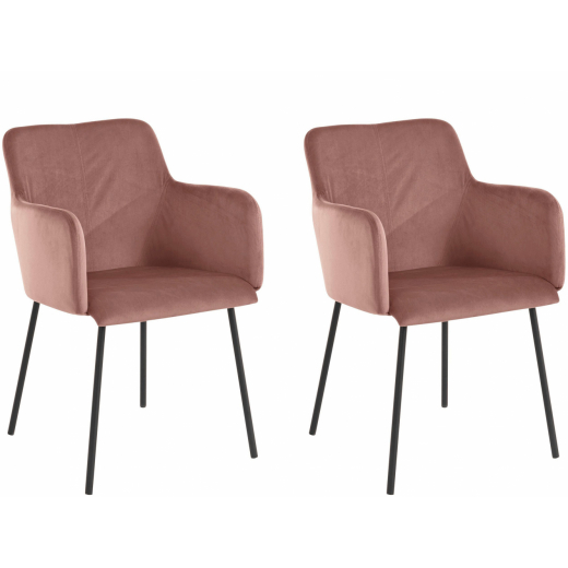 Jídelní židle Jonna (SADA 2 ks), samet, růžová - 1