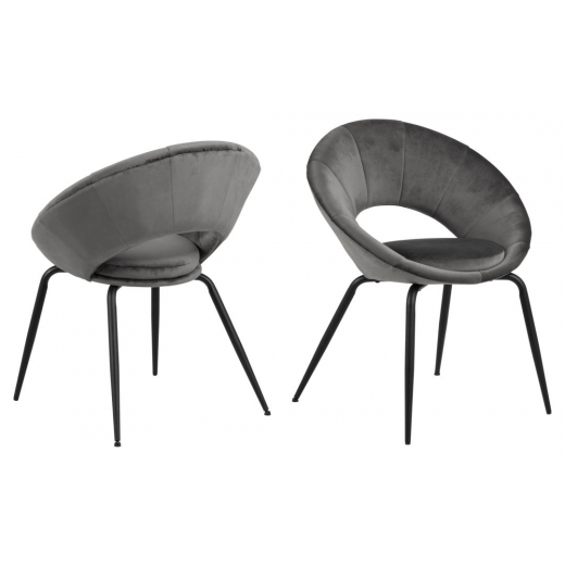 Jídelní židle Julia (SET 2 ks), tkanina, šedá - 1
