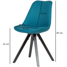 Jídelní židle Kelly (SET 2 ks), textil, modrá - 4