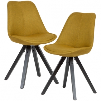 Jídelní židle Kelly (SET 2 ks), textil, žlutá