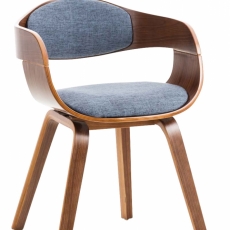 Jídelní židle Kingston, textil, ořech / modrá - 1