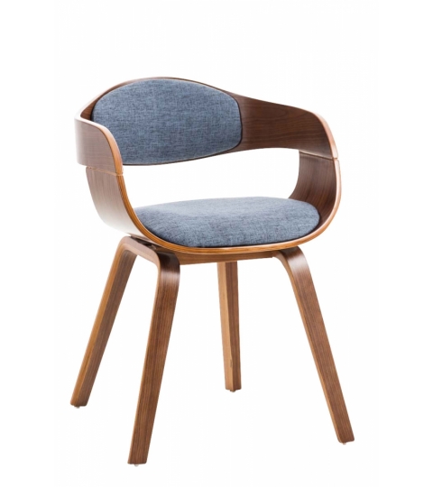 Jídelní židle Kingston, textil, ořech / modrá
