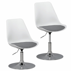 Jídelní židle Korsika, syntetická kůže, bílá / šedá - 8