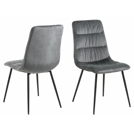 Jídelní židle Lilian (SET 2ks), samet, tmavě šedá - 1