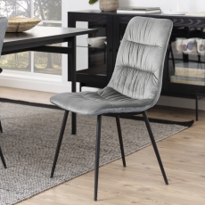 Jídelní židle Lilian (SET 2ks), samet, tmavě šedá - 5