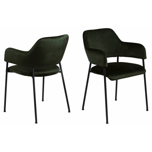Jídelní židle Lima (SET 2ks), samet, zelená - 1