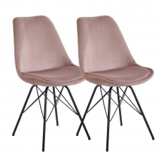 Jídelní židle Lina (SET 2 ks), samet, růžová - 2