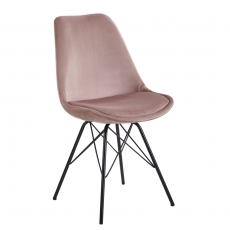 Jídelní židle Lina (SET 2 ks), samet, růžová - 3
