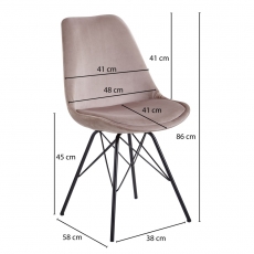Jídelní židle Lina (SET 2 ks), samet, růžová - 4