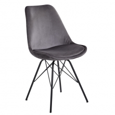 Jídelní židle Lina (SET 2 ks), samet, šedá - 3