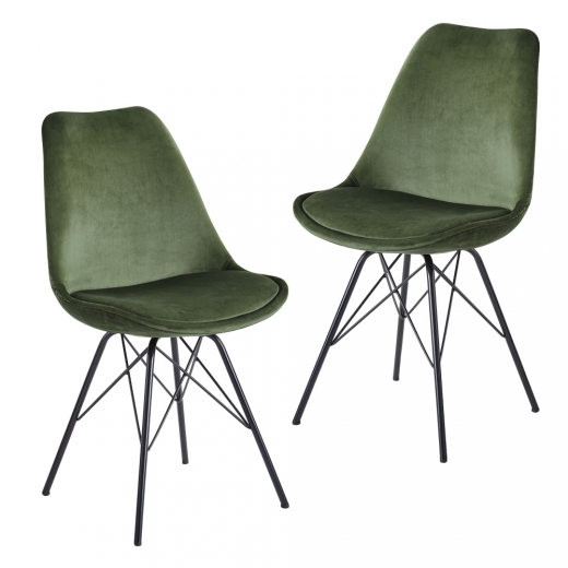 Jídelní židle Lina (SET 2 ks), samet, zelená - 1