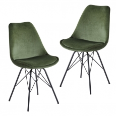 Jídelní židle Lina (SET 2 ks), samet, zelená - 1
