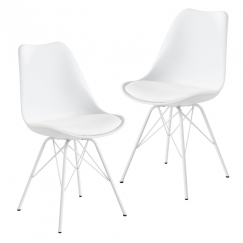 Jídelní židle Lina (SET 2 ks), syntetická kůže, bílá