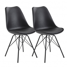 Jídelní židle Lina (SET 2 ks), syntetická kůže, černá - 2