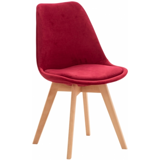 Jídelní židle Linares, samet, červená - 1