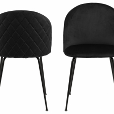Jídelní židle Louise (SET 2ks), samet, černá - 3