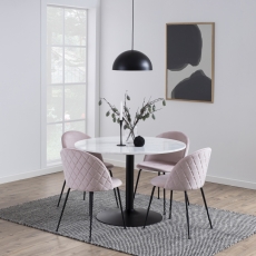 Jídelní židle Louise (SET 2ks), samet, růžová - 2