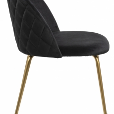 Jídelní židle Louise (SET 4ks), samet, černá/zlatá - 7