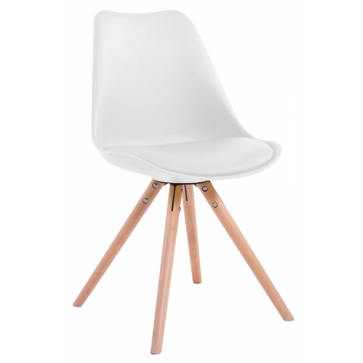 Jídelní židle Louse, bílá / dřevo - 1
