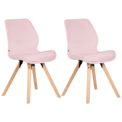 Jídelní židle Luna (SET 2 ks), samet, růžová