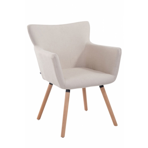 Jídelní židle Marre, krémová / přírodní dřevo - 1