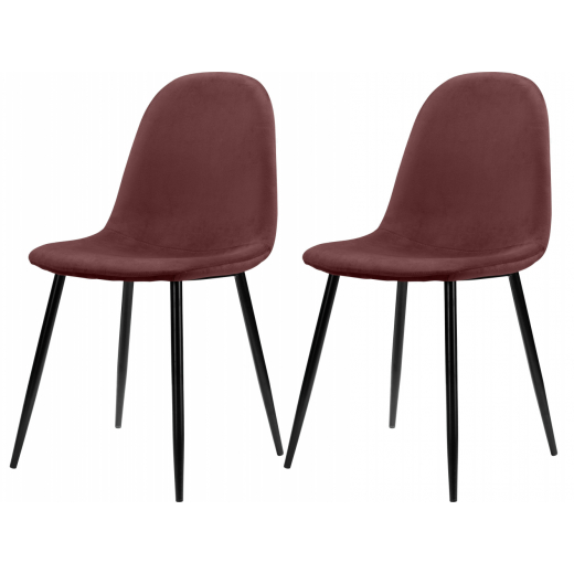 Jídelní židle Matcha (SADA 2 ks), samet, černá / růžová - 1
