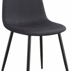 Jídelní židle Matcha, samet, černá / tmavě šedá - 1