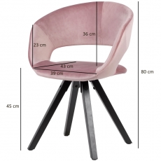 Jídelní židle Melany, samet, růžová - 3