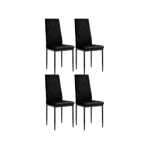 Jídelní židle Melly (SET 4 ks), samet, černá - 1