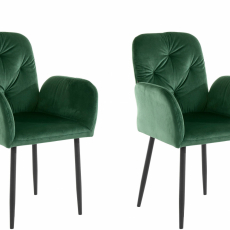 Jídelní židle Milton (SADA 2 ks), samet, tmavě zelená - 1