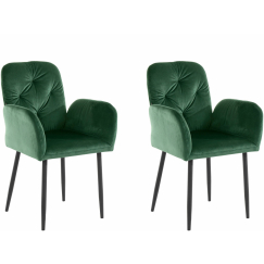 Jídelní židle Milton (SADA 2 ks), samet, tmavě zelená