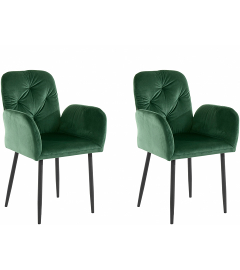 Jídelní židle Milton (SADA 2 ks), samet, tmavě zelená
