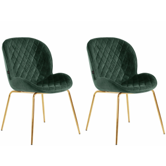 Jídelní židle Miranda (SADA 2 ks), samet, tmavě zelená