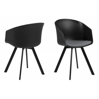 Jídelní židle Mona (SET 2ks), tkanina, černá