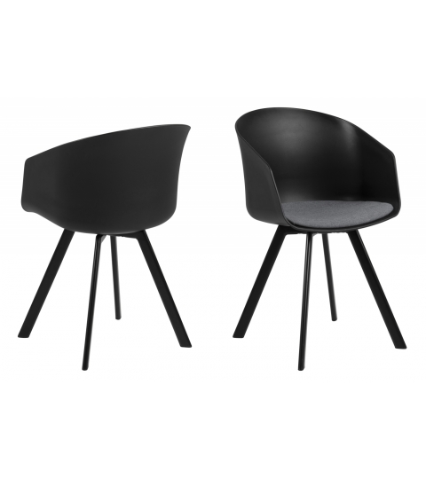 Jídelní židle Mona (SET 2ks), tkanina, černá