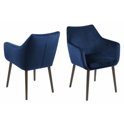 Jídelní židle Nora, samet, modrá - 1