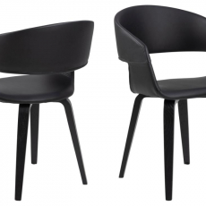 Jídelní židle Nova (SET 2 ks), syntetická kůže, černá - 1