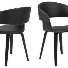 Jídelní židle Nova (SET 2ks), syntetická kůže, černá - 1