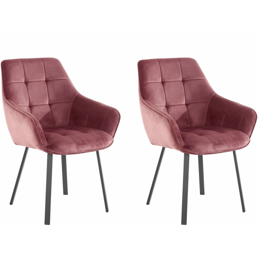 Jídelní židle Pamela (SADA 2 ks), samet, růžová - 1