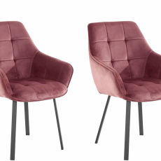 Jídelní židle Pamela (SADA 2 ks), samet, růžová - 1