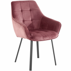 Jídelní židle Pamela (SADA 2 ks), samet, růžová - 4
