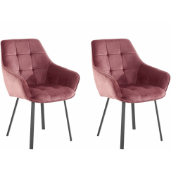 Jídelní židle Pamela (SADA 2 ks), samet, růžová