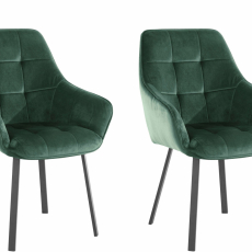 Jídelní židle Pamela (SADA 2 ks), samet, tmavě zelená - 1