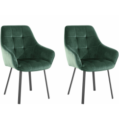 Jídelní židle Pamela (SADA 2 ks), samet, tmavě zelená