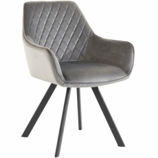Jídelní židle Polka, mikrovlákno, černá / světle šedá - 1