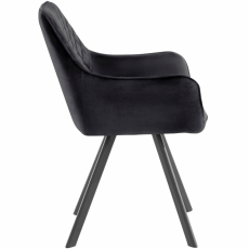 Jídelní židle Polka, samet, černá / černá - 3